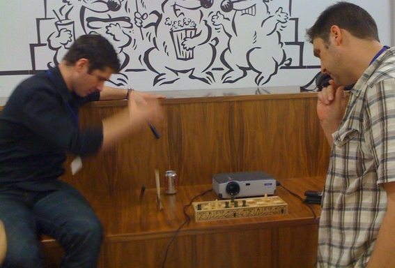 Playing senet at Board Game Camp, London 2010