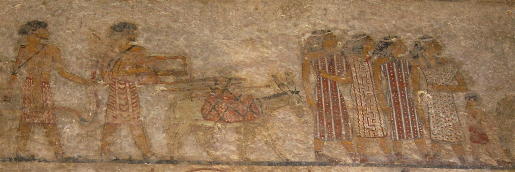 Wall painting of a group of foreigners in the tomb of Khnumhotep II at Beni Hassan, Egypt. © Margaret Maitland